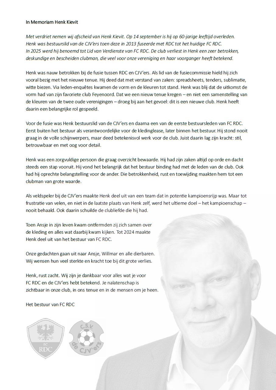 In Memoriam Henk Kievit